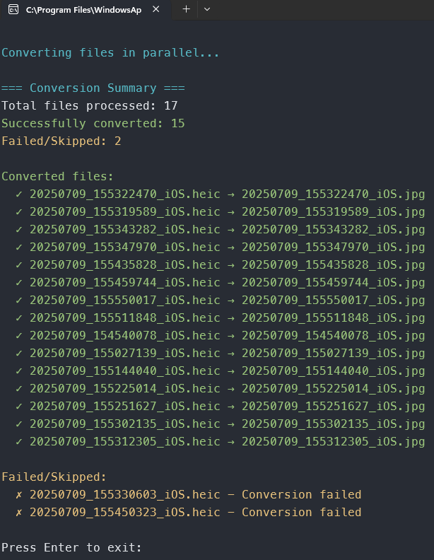 Window showing output